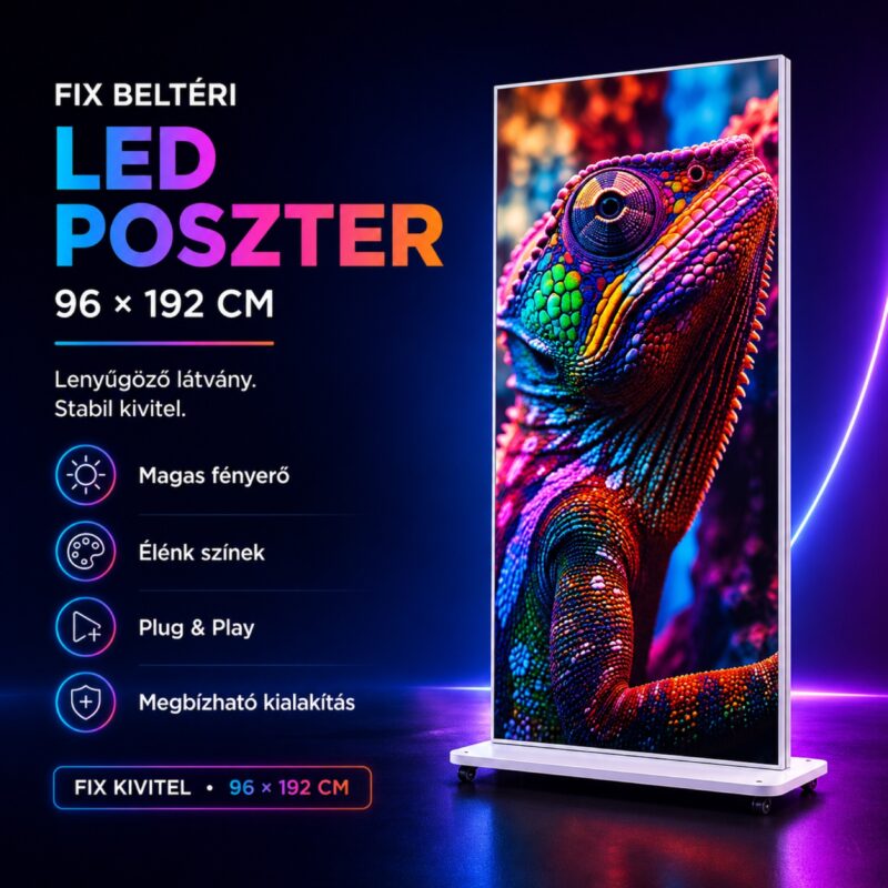 LEDTRIO beltéri gurulós LED poszter 96 × 192 cm